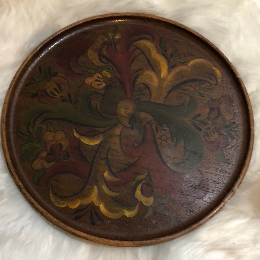 Vintage wooden hand painted tray